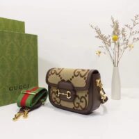 Gucci Unisex Horsebit 1955 Jumbo GG Mini Bag Camel Ebony Canvas (2)