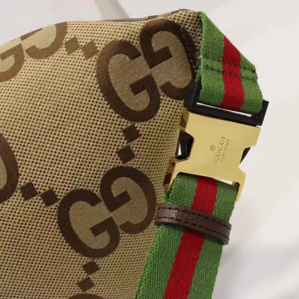 Gucci Unisex Jumbo GG Belt Bag Camel Ebony Canvas Green Red Web (1)