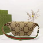 Gucci Unisex Jumbo GG Belt Bag Camel Ebony Canvas Green Red Web – Bild 6