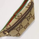 Gucci Unisex Jumbo GG Belt Bag Camel Ebony Canvas Green Red Web – Bild 7