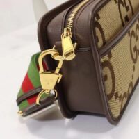 Gucci Unisex Jumbo GG Mini Bag Camel Ebony Canvas Double G (8)