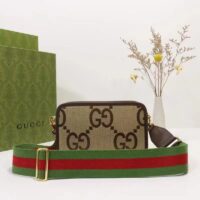 Gucci Unisex Jumbo GG Mini Bag Camel Ebony Canvas Double G (8)