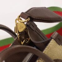 Gucci Unisex Jumbo GG Mini Tote Bag Camel Ebony Canvas (4)