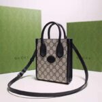 Gucci Unisex Mini Tote Bag Interlocking G Beige Blue GG Supreme Canvas - Bild 5