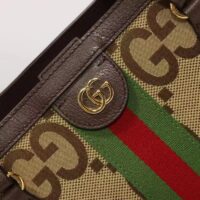 Gucci Unisex Ophidia Jumbo GG Medium Tote Camel Ebony Canvas Double G (9)