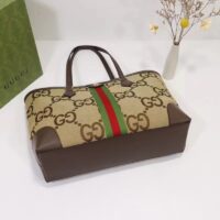 Gucci Unisex Ophidia Jumbo GG Medium Tote Camel Ebony Canvas Double G (9)