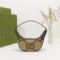 Gucci Unisex Ophidia Jumbo GG Mini Bag Camel Ebony Canvas Double G (5)