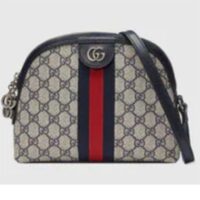 Gucci Unisex Ophidia Small GG Shoulder Bag Beige Blue GG Supreme Canvas (3)