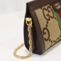 Gucci Women Ophidia Jumbo GG Small Shoulder Bag Camel Ebony Canvas (4)