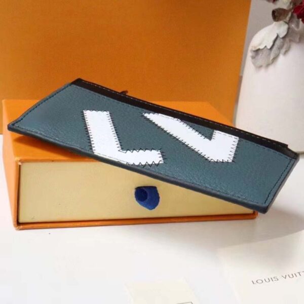 Louis Vuitton LV Unisex CC Holder Wallet Yelow Blue Taurillon Cowhide Leather (2)