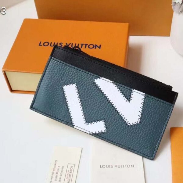 Louis Vuitton LV Unisex CC Holder Wallet Yelow Blue Taurillon Cowhide Leather (3)