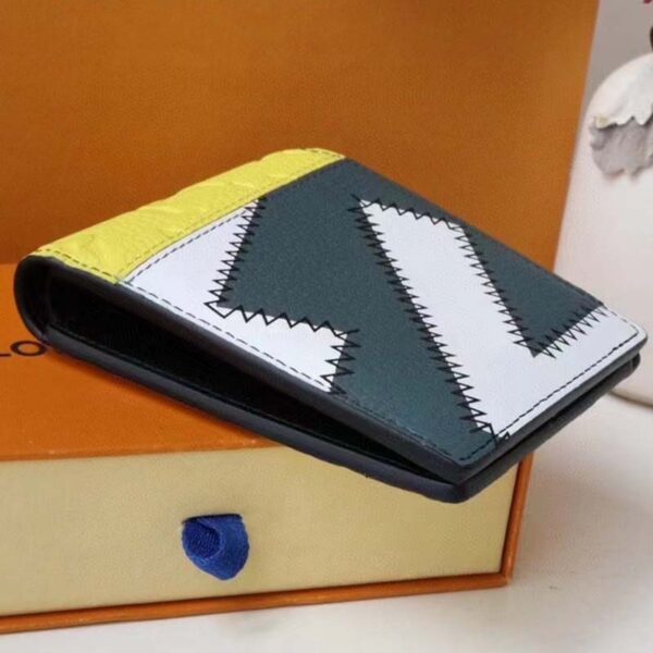 Louis Vuitton LV Unisex PF Slender Wallet Yelow Blue Taurillon Cowhide Leather (2)