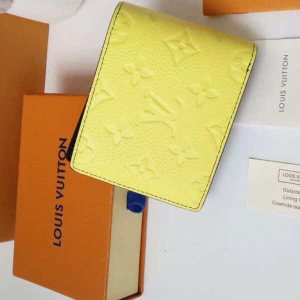Louis Vuitton LV Unisex PF Slender Wallet Yelow Blue Taurillon Cowhide Leather (6)