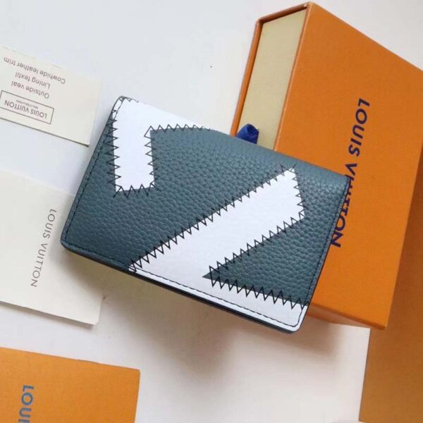 Louis Vuitton LV Unisex Pocket Organizer Wallet Blue Taurillon Cowhide Leather (4)
