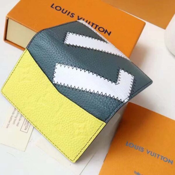 Louis Vuitton LV Unisex Pocket Organizer Wallet Blue Taurillon Cowhide Leather (6)