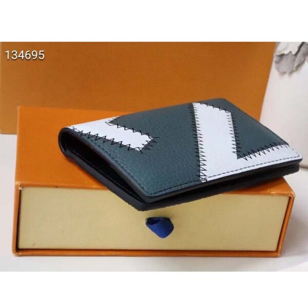 Louis Vuitton LV Unisex Pocket Organizer Wallet Blue Taurillon Cowhide Leather (9)