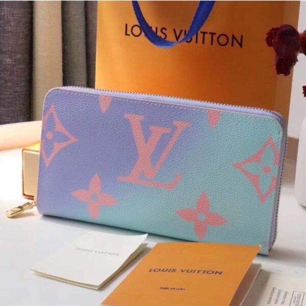 Louis Vuitton LV Unisex Zippy Wallet Sunrise Pastel Monogram Coated Canvas Cowhide (9)