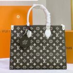 Louis Vuitton LV Women OnTheGo MM Tote Bag Green Printed Embossed Grained Cowhide - Imagen 2
