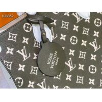 Louis Vuitton LV Women OnTheGo MM Tote Bag Green Printed Embossed Grained Cowhide (1)