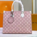 Louis Vuitton LV Women OnTheGo MM Tote Bag Pink Printed Embossed Grained Cowhide - Image 2