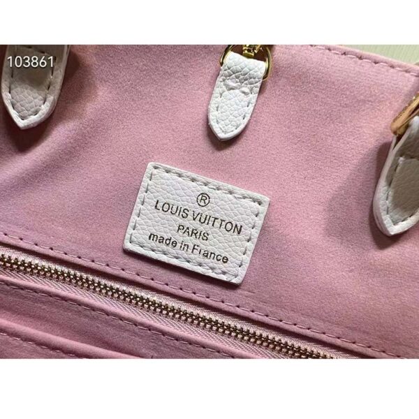 Louis Vuitton LV Women OnTheGo MM Tote Bag Pink Printed Embossed Grained Cowhide (5)