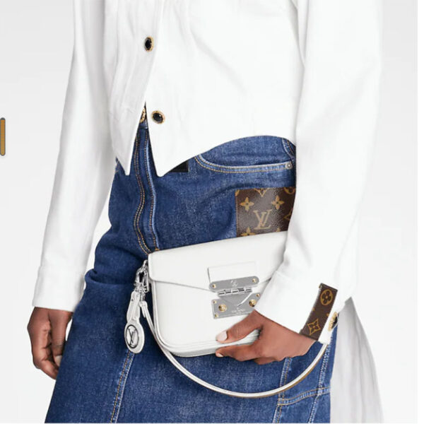 Louis Vuitton LV Women Swing White Calfskin Leather Monogram Canvas S Lock (7)