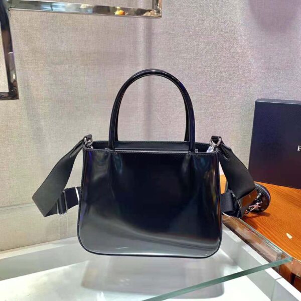 Prada Women Brushed Leather Handbag Nylon Lining-black (5)