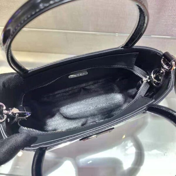 Prada Women Brushed Leather Handbag Nylon Lining-black (7)