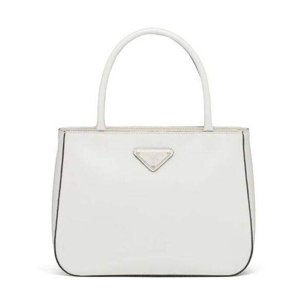 Prada Women Brushed Leather Handbag Nylon Lining-white (1)