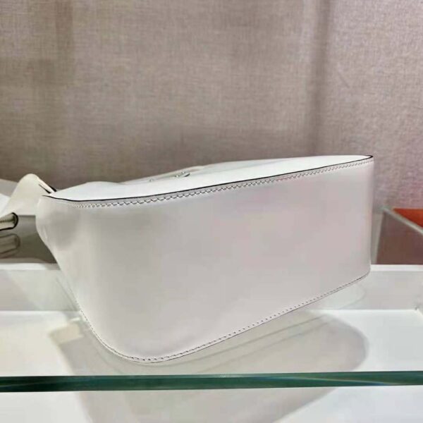 Prada Women Brushed Leather Handbag Nylon Lining-white (6)