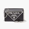 Prada Women Brushed Leather Shoulder Bag-Black