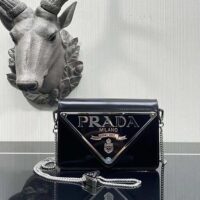 Prada Women Brushed Leather Shoulder Bag-Black (1)