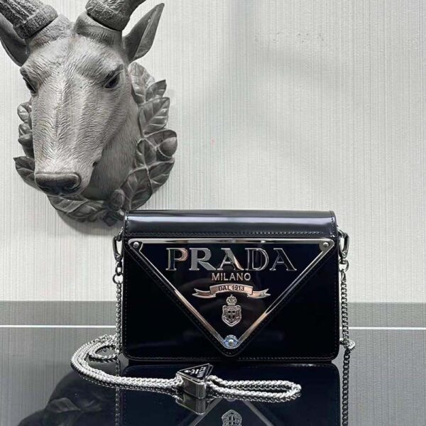 Prada Women Brushed Leather Shoulder Bag-Black (2)