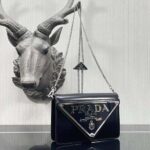 Prada Women Brushed Leather Shoulder Bag-Black - Bild 2