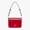 Prada Women Brushed Leather Shoulder Bag-Red