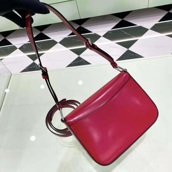 Prada Women Brushed Leather Shoulder Bag-Red (4)