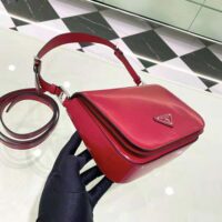 Prada Women Brushed Leather Shoulder Bag-Red (1)