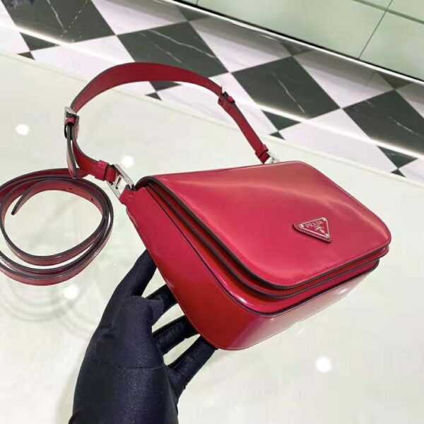 Prada Women Brushed Leather Shoulder Bag-Red (7)