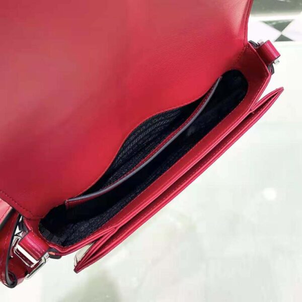 Prada Women Brushed Leather Shoulder Bag-Red (8)