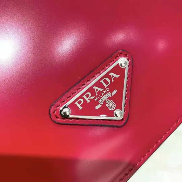 Prada Women Brushed Leather Shoulder Bag-Red (9)