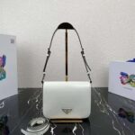 Prada Women Brushed Leather Shoulder Bag-White – Image 2