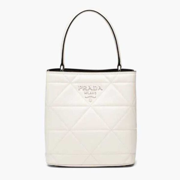 Prada Women Bucket Design Spectrum Leather Bag-White