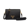 Prada Women Calf Leather Shoulder Bag-black