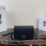 Prada Women Calf Leather Shoulder Bag-Black - Image 2