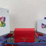 Prada Women Calf Leather Shoulder Bag-Red – Image 2