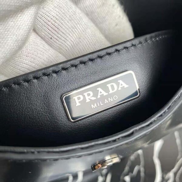 Prada Women Cleo Brushed Leather Dhoulder Bag with Flap-black (10)