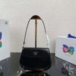 Prada Women Cleo Brushed Leather Dhoulder Bag with Flap-Black – Bild 2