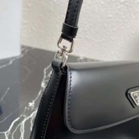 Prada Women Cleo Brushed Leather Dhoulder Bag with Flap-black (1)