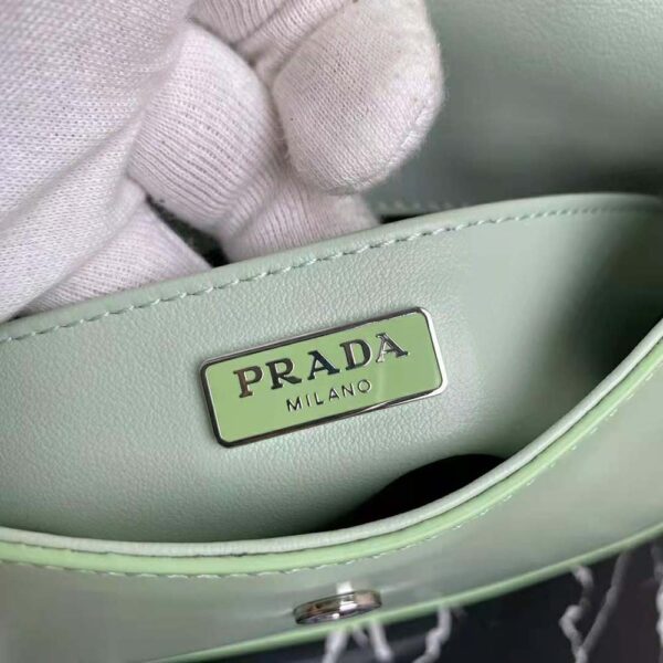Prada Women Cleo Brushed Leather Dhoulder Bag with Flap-lime (10)