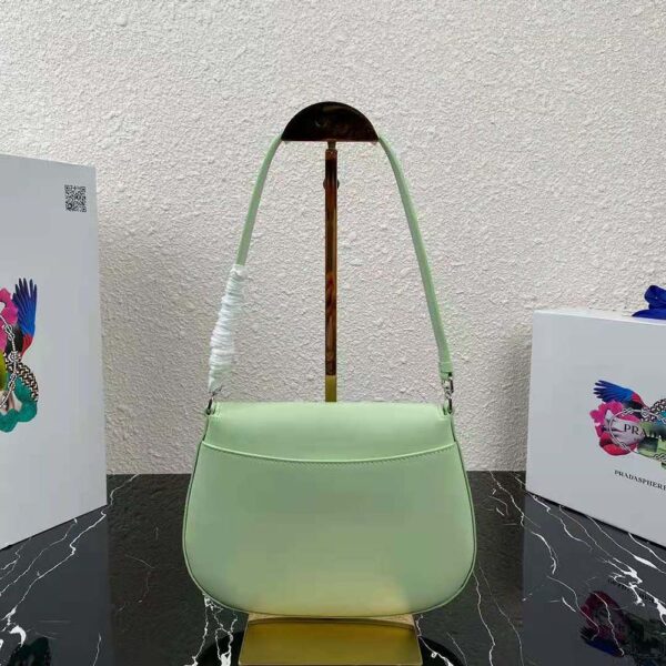 Prada Women Cleo Brushed Leather Dhoulder Bag with Flap-lime (4)